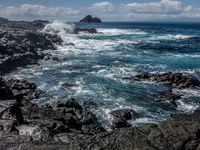 Sombre chino sea shore Sombrero Chino, Rabida, Galapagos, Ecuador, South America