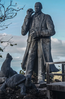 Darwin statue on Punta Carola Baquerizo Moreno, Galapagos, Ecuador, South America