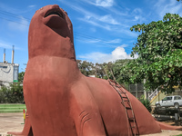 Sea Lion Statue of Puerto Baquerizo Moreno Baquerizo Moreno, Galapagos, Ecuador, South America