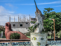 sword fish statue in Puerto Baquerizo Moreno Baquerizo Moreno, Galapagos, Ecuador, South America